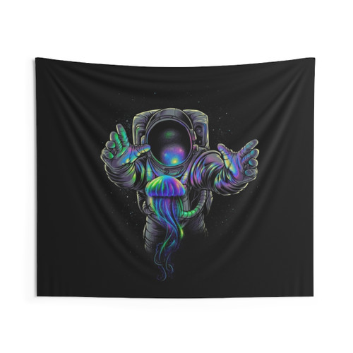Cosmic Jellyspace 2 Tapestry with Astronaut and Jellyfish in Space