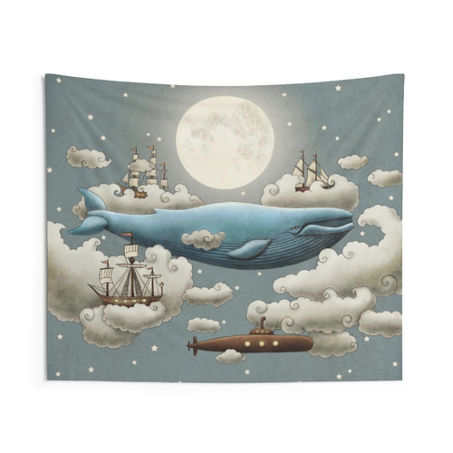 Retro Ocean Meets Sky Tapestry Wall Hanging