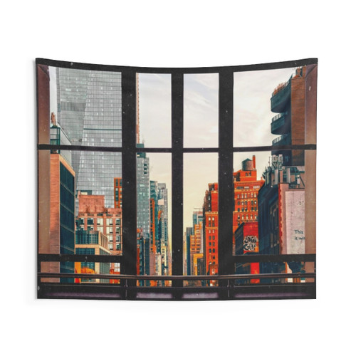 New York City Window Tapestry - Cityscape Wall Hanging