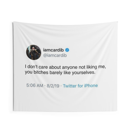 Cardi B Tweet Tapestry - Funny Rapper Meme Home Decor