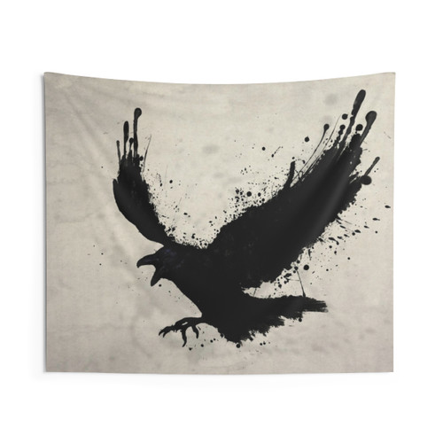 Raven Tapestry - Mythological Bird Wall Hanging