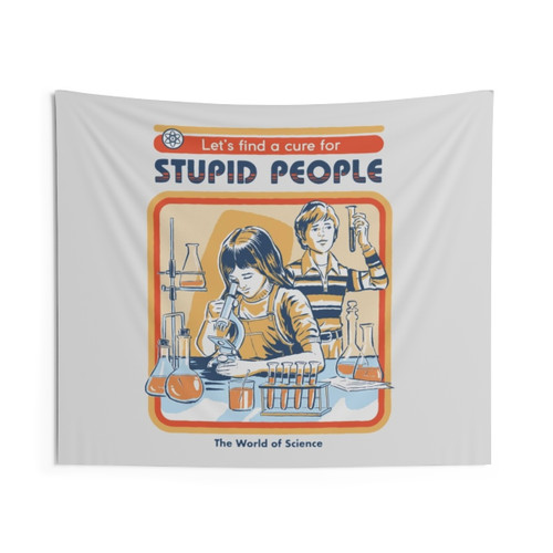 Vintage 80s Tapestry featuring a 'Cure for Stupid People' design