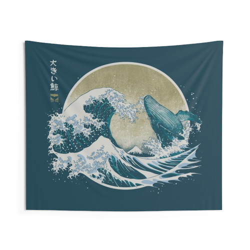 Ukiyo-e Whale Tapestry with The Great Wave of Kanagawa Art