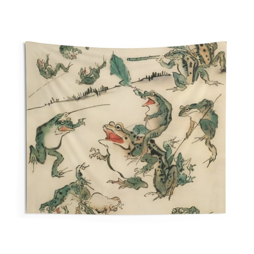 Japanese Frogs Ukiyo-e Tapestry Wall Hanging