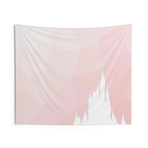 Geometric Millennial Pink Disney Castle Tapestry