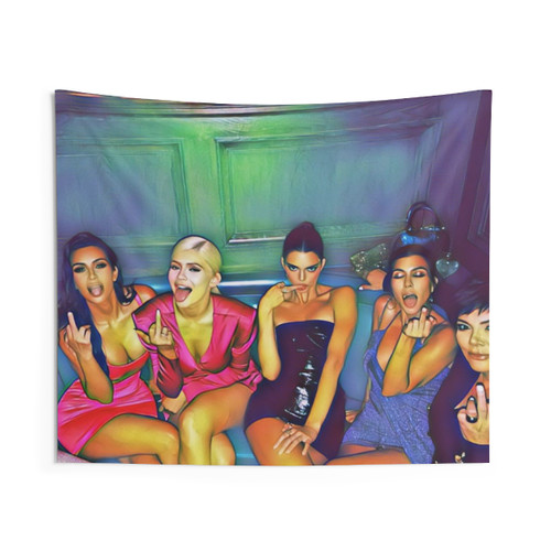 Kardashian Family Tapestry with Humorous Middle Finger Design