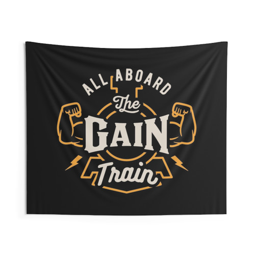 All Aboard the Gain Train Muscle Tapestry