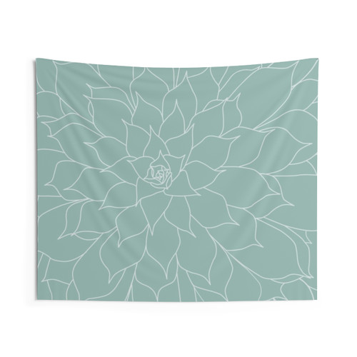 Mint Green Succulent Tapestry - Botanical Wall Decor