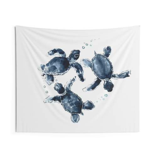 Indigo Blue Sea Turtle Tapestry