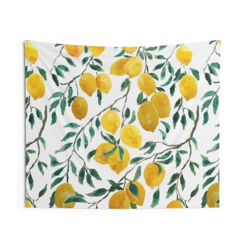 Watercolor lemon pattern tapestry