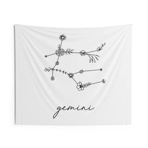 Gemini Zodiac Wildflower Constellation Tapestry