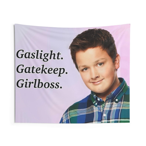 Gibby Gaslight Gatekeep Girlboss Tapestry for Dorm Room Wall Decor