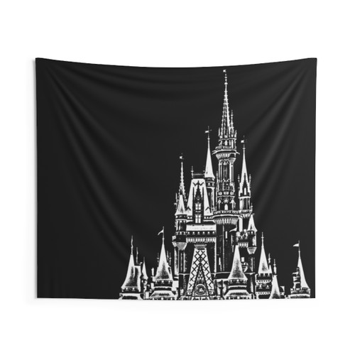 Black and White Magic Castle Stamp Tapestry