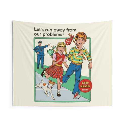 Retro Let's Run Away Tapestry Wall Hanging