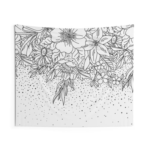 Cute Floral Doodles Tapestry - Boho Chic Decor
