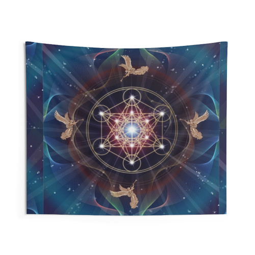 Metatron's Cube Merkabah Tapestry - Sacred Geometry Art