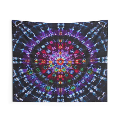Colorful psychedelic tie dye tapestry wall hanging