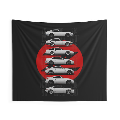 Z Generations (White) Tapestry - Automotive Art for JDM Enthusiasts