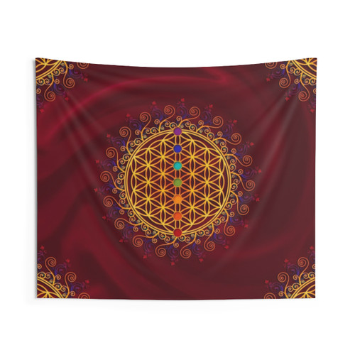 Flower of Life Chakra Tapestry - Spiritual Yoga Zen Wall Art