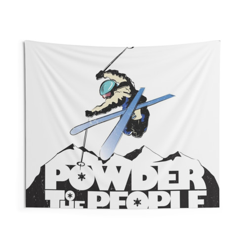 Retro Ski Tapestry - Powder To The People Distressed Poster
