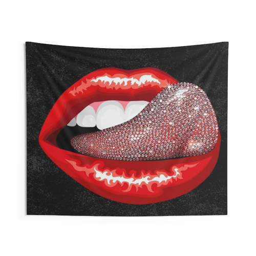 Vibrant Lips Tapestry Featuring Precious Tongue Design
