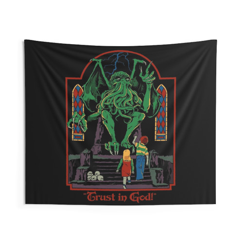 Vintage Cthulhu Tapestry - Trust in God Wall Hanging
