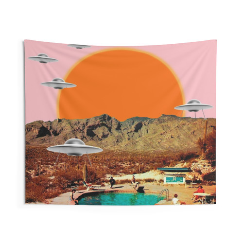 UFO Alien Desert Tapestry