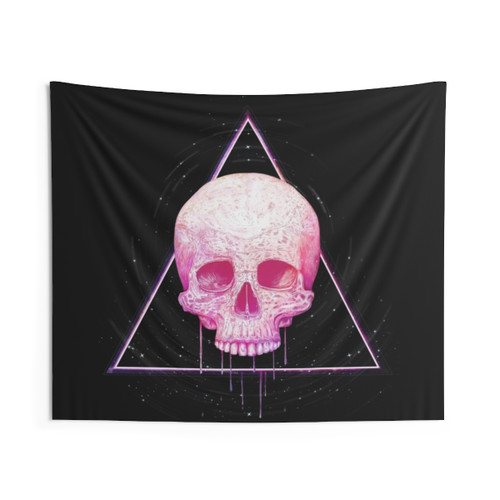 Skull Tapestry with Colorful Galaxy Design