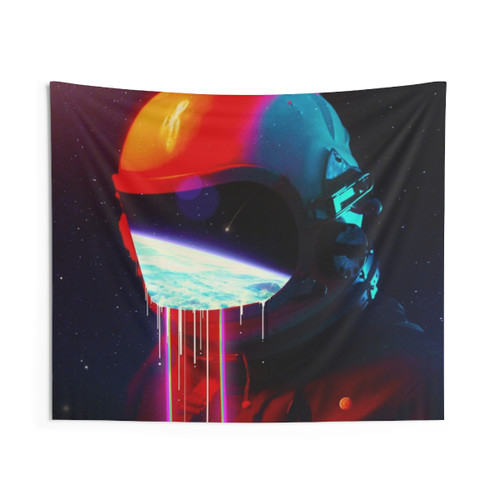 Cosmic Leak Tapestry - Surreal Astronaut Space Art