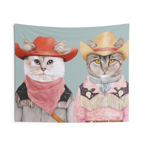 Colorful Cowboy Cats Tapestry Wall Hanging
