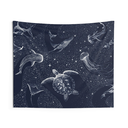 Cosmic Ocean Tapestry - Vibrant Undersea Galaxy Wall Hanging