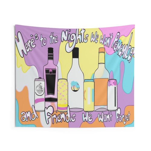 Funny and trippy tapestry for college, sorority, and party themes