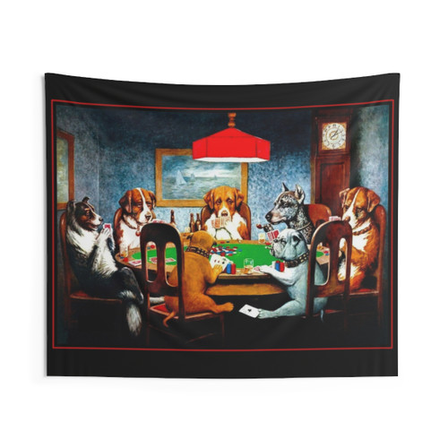 Vintage Dogs Playing Poker Tapestry Wall Hanging