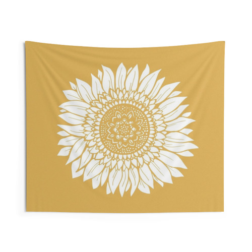 Vibrant Yellow Flower Tapestry Wall Hanging