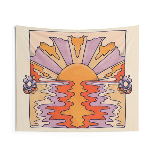 1970s Inspired Sunset Tapestry Wall Hanging