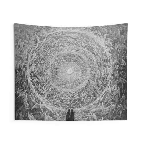 Divine Comedy Tapestry featuring Gustave Doré's Engraved Illustrations