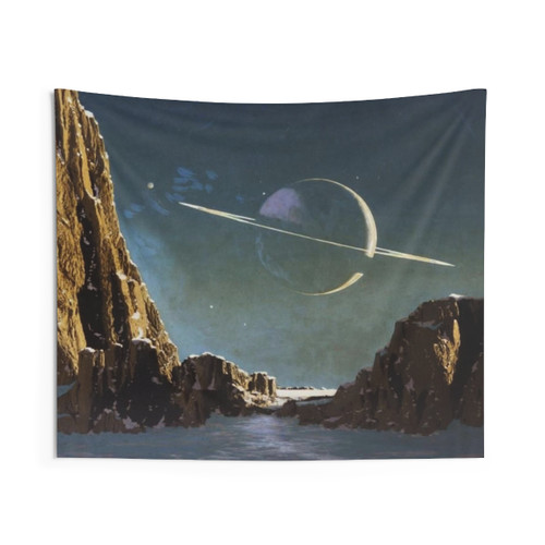 Saturn from Titan Space Tapestry