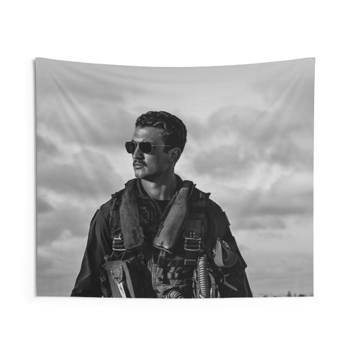 Miles Teller B&W Tapestry - Monochrome Wall Art