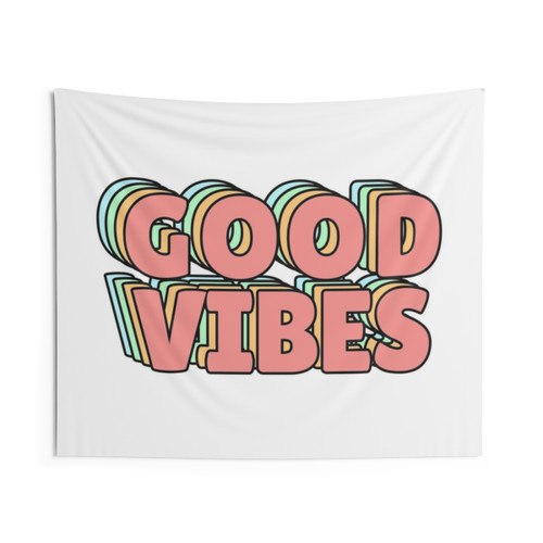 Good Vibes Pastel Tapestry - Positive Vibrations Wall Hanging