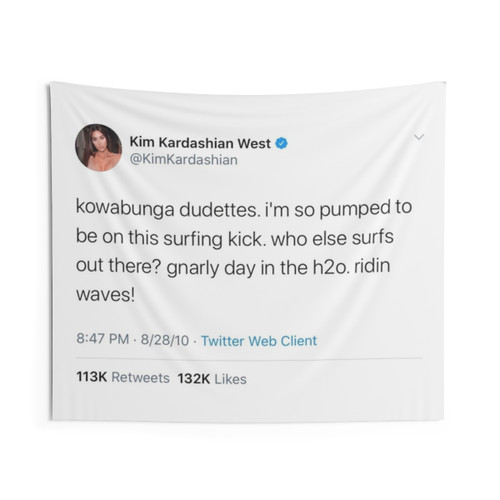 Kim Kardashian Tweet Tapestry - Funny Aesthetic Wall Hanging