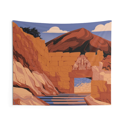 Mycenae Lion Gate Tapestry - Ancient Greek Wall Art