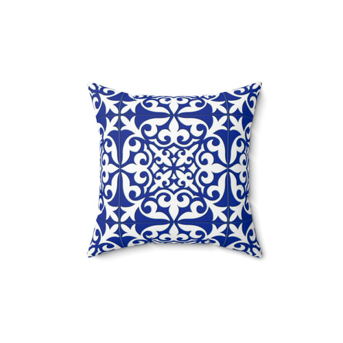 Moroccan Tile Pattern Cobalt Blue Throw Pillow