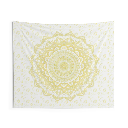 Yellow Mandala Tapestry for Dorms and Home Decor