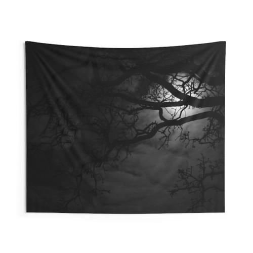 The Moon and Oak Trees Tapestry - Moody Gothic Home Decor