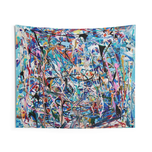 Modern Abstract Blue Composition Tapestry