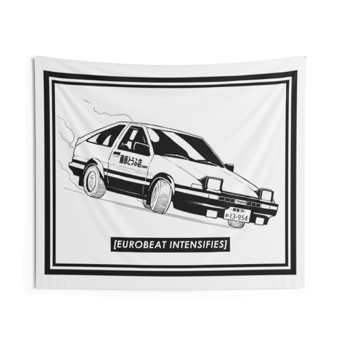 Eurobeat Intensifies Initial D Drift Car Tapestry