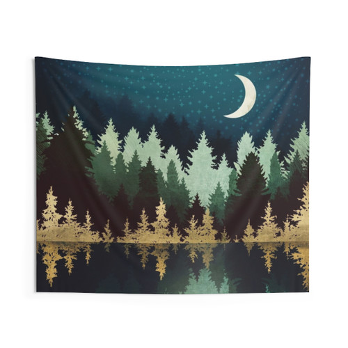 Celestial Star Forest Reflection Tapestry