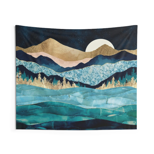 Midnight Ocean Tapestry - Celestial Wall Hanging