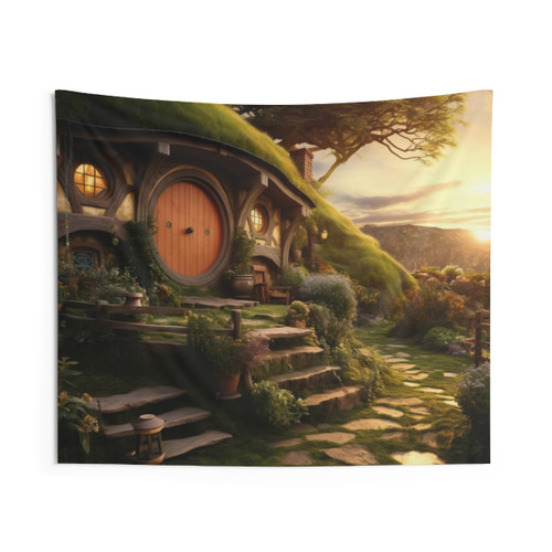 Dusk Over the Shire Fantasy Tapestry