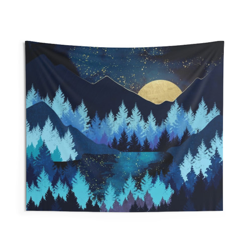 Celestial Moon Forest Tapestry